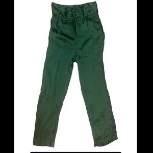 Green silky pants